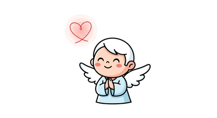 Charming angel with gentle expression contemplating love on a serene backdrop of tranquility