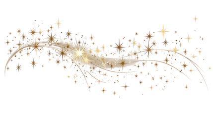 Golden Sparkles Trail on Black Background