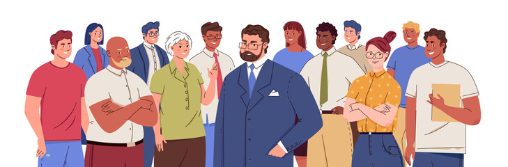 Group Of Diverse Professionals In Business Attire Standing With Transparent Background