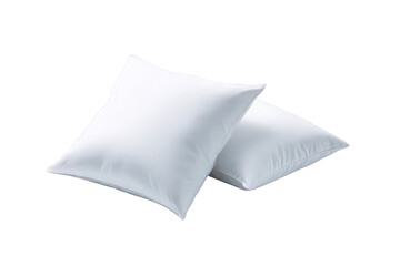 Pair of White Square Pillows on Transparent Background