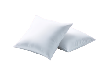 Pair of White Square Pillows on Transparent Background