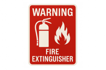 Warning fire extinguisher sign protecting safety measures