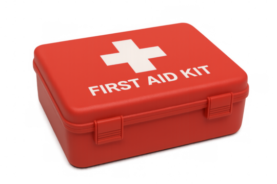 Red first aid kit box health emergency