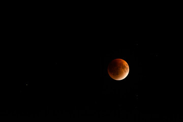 Blood moon during total lunar eclipse on September 2025 photographed in Sahiwal, Punjab, Pakistan, showcasing rare astronomical event and celestial beauty.