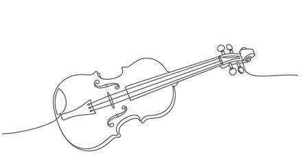 Fototapeta premium Elegant single continuous line drawing of a violin creating a flowing musical artistic concept