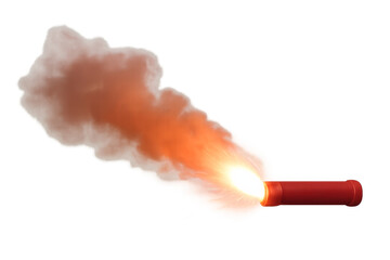 Handheld red flare signaling an emergency warning