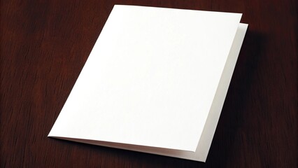 Blank white card on a dark wooden table, ready for design