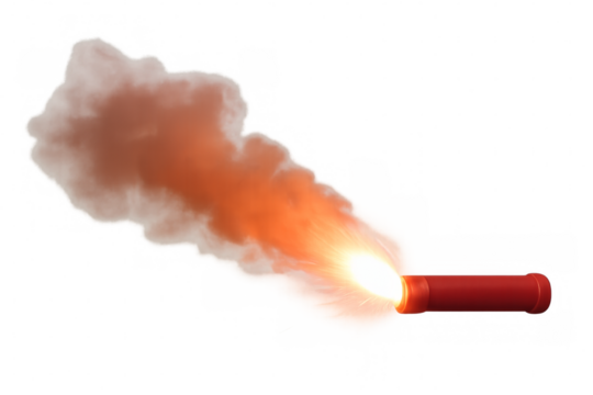 Handheld red flare signaling an emergency warning