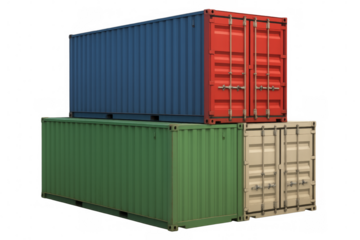 Stacked shipping containers for global cargo logistics