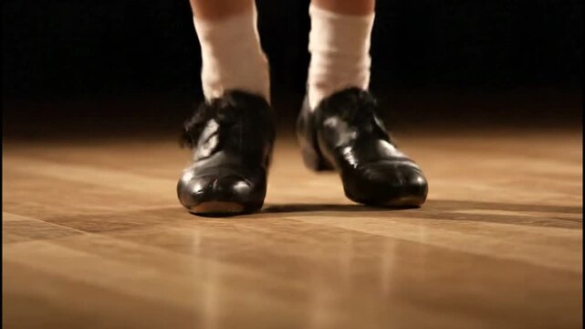 Close Up of Feet Performing Traditional Irish Step Dance.