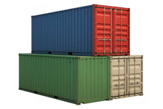 Stacked shipping containers for global cargo logistics