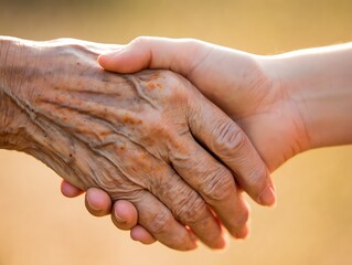 Fototapeta premium Generations connect through a warm handshake showing support togetherness and experience