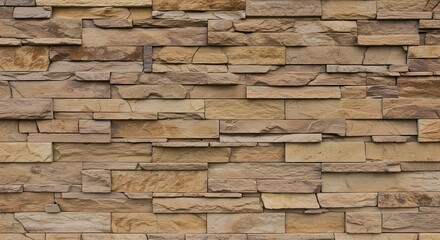 Tan and Brown Stacked Stone Wall Texture Background