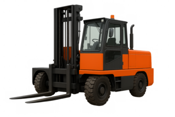 Orange forklift truck for heavy load logistics