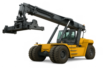 Reach stacker handling shipping container for logistics industry