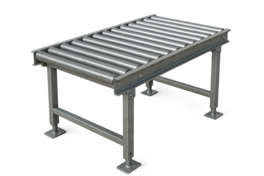 Roller conveyor system transporting packages in logistics industry