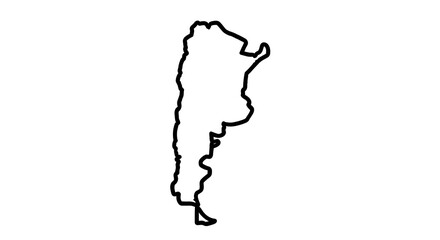 Stylized map of Argentina presented in stark black and white for impactful visuals