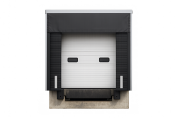 Warehouse loading dock distribution facility with transparent background