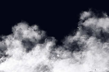 White Powder Explosion on Dark Background. Freeze Motion Abstract Texture. Abstract Dust Burst.