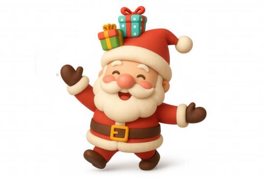 Santa claus character presenting gifts, bringing joy and happiness for christmas, winter holidays, and new year wishes