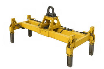 Yellow industrial lifting beam spreader bar attachment