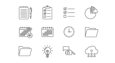 Set of Simple Line Icons for Business and Productivity.
