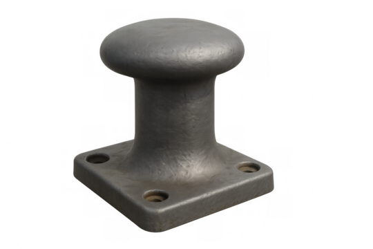 Metal marine bollard providing boat mooring for docks