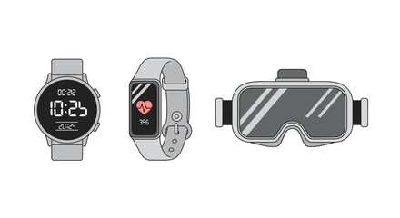 Smartwatch with Heart Rate Monitor and Protective Goggles.