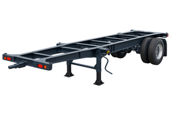 Container chassis semi trailer frame on transparent background