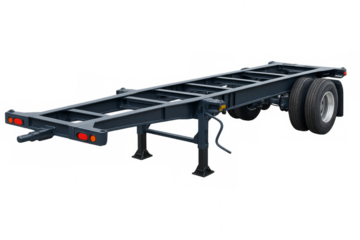 Container chassis semi trailer frame on transparent background