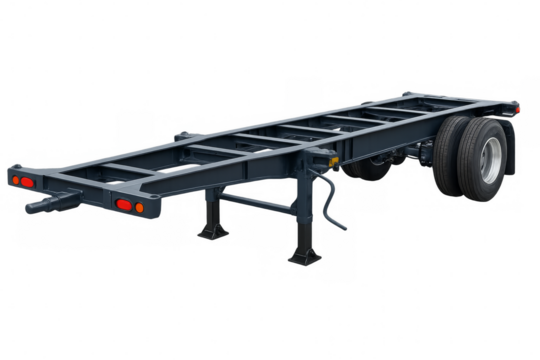 Container chassis semi trailer frame on transparent background