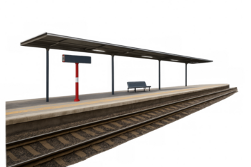 Empty public transport train station platform waiting area