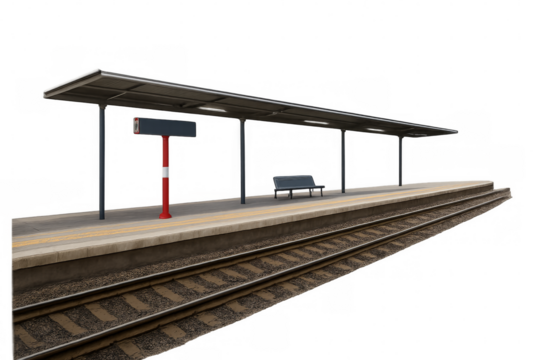 Empty public transport train station platform waiting area