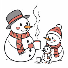 snowman and christmas drinking hot