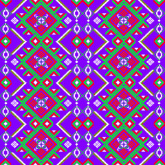 seamless geometric pattern
seamless geometric pattern with a bright color palette. The design features a bold combination of diamonds, sunbursts, and abstract floral motifs in blue, yellow, red, 