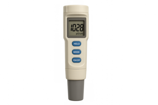 Digital tds meter showing water conductivity measurement