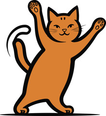Cute cat stretching, minimal black outline, negative space play, perfect for pet shop branding