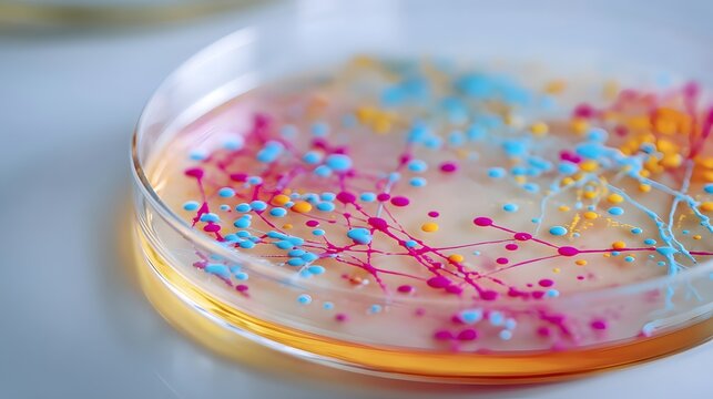 Bacteria colony growth spreading in a petri dish environment