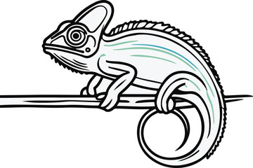  Minimal chameleon with curled tail, creative line art for eco-friendly branding 1. © MdRubel