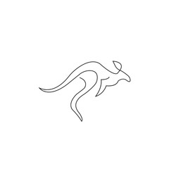 Kangaroo Jumping One Line Art
