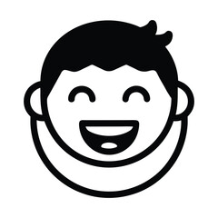 Black and white cartoon face with wide open mouth and closed eyes icon symbol