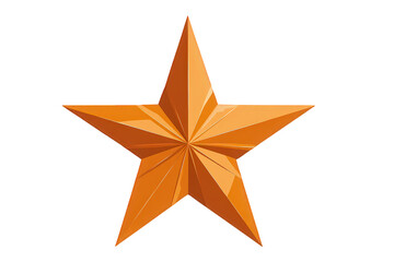 Orange Metallic Star on Transparent Background
