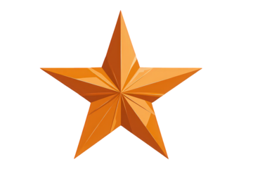 Orange Metallic Star on Transparent Background