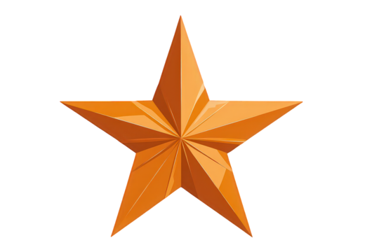 Orange Metallic Star on Transparent Background