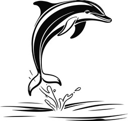 Abstract dolphin jumping out of water, playful and dynamic, one-line style 2