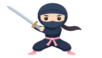 Cute Ninja Girl with Sword.