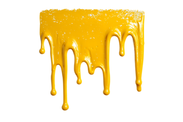 Molten cheese dripping down isolated on transparent background