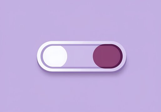 On off toggle switch with simple design and lavender background for user interface development