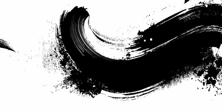 Black wave brushstroke on white background