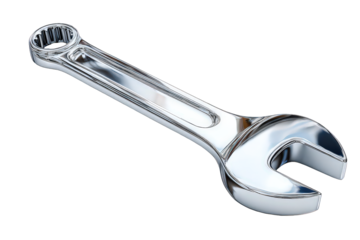 Chrome Wrench Tool Against Black Background